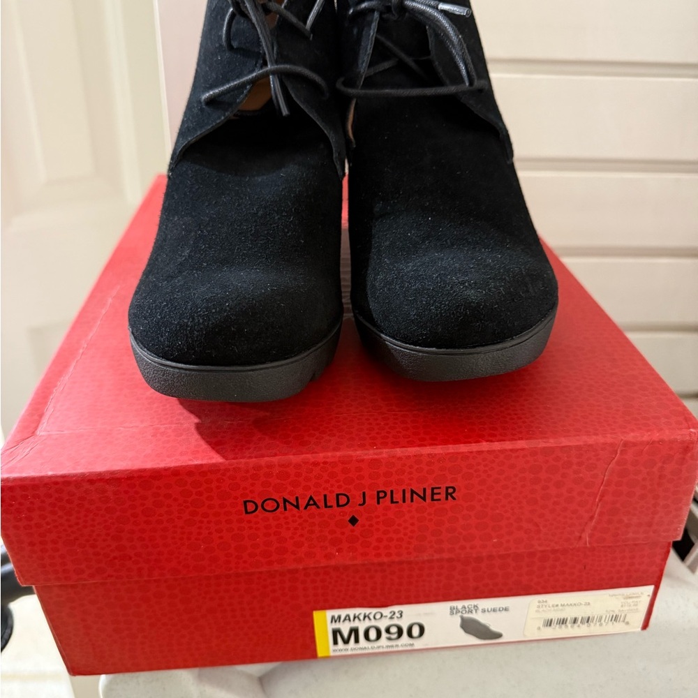 Donald J. Pliner Black Suede Lace-Up Boots